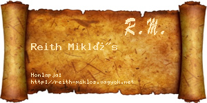 Reith Miklós névjegykártya